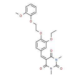 ChemSpider 2D Image | 5-{3-Ethoxy-4-[2-(2-methoxyphenoxy)ethoxy]benzylidene}-1,3-dimethyl-2,4,6(1H,3H,5H)-pyrimidinetrione | C24H26N2O7