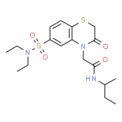 ChemSpider 2D Image | N-sec-Butyl-2-[6-(diethylsulfamoyl)-3-oxo-2,3-dihydro-4H-1,4-benzothiazin-4-yl]acetamide | C18H27N3O4S2