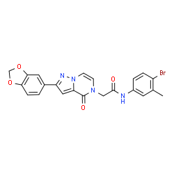ChemSpider 2D Image | 2-[2-(1,3-Benzodioxol-5-yl)-4-oxopyrazolo[1,5-a]pyrazin-5(4H)-yl]-N-(4-bromo-3-methylphenyl)acetamide | C22H17BrN4O4