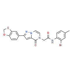 ChemSpider 2D Image | 2-[2-(1,3-Benzodioxol-5-yl)-4-oxopyrazolo[1,5-a]pyrazin-5(4H)-yl]-N-(2-bromo-4-methylphenyl)acetamide | C22H17BrN4O4