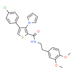 ChemSpider 2D Image | 4-(4-Chlorophenyl)-N-[2-(3,4-dimethoxyphenyl)ethyl]-3-(1H-pyrrol-1-yl)-2-thiophenecarboxamide | C25H23ClN2O3S