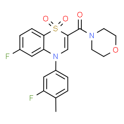 ChemSpider 2D Image | [6-Fluoro-4-(3-fluoro-4-methylphenyl)-1,1-dioxido-4H-1,4-benzothiazin-2-yl](4-morpholinyl)methanone | C20H18F2N2O4S