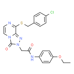 ChemSpider 2D Image | 2-{8-[(4-Chlorobenzyl)sulfanyl]-3-oxo[1,2,4]triazolo[4,3-a]pyrazin-2(3H)-yl}-N-(4-ethoxyphenyl)acetamide | C22H20ClN5O3S