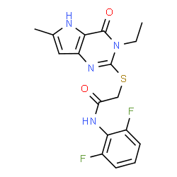 ChemSpider 2D Image | N-(2,6-Difluorophenyl)-2-[(3-ethyl-6-methyl-4-oxo-4,5-dihydro-3H-pyrrolo[3,2-d]pyrimidin-2-yl)sulfanyl]acetamide | C17H16F2N4O2S