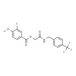ChemSpider 2D Image | 2-Oxo-2-{[4-(trifluoromethyl)benzyl]amino}ethyl 3-fluoro-4-methoxybenzoate | C18H15F4NO4