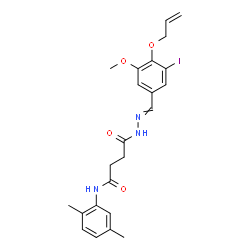 ChemSpider 2D Image | 4-{2-[4-(Allyloxy)-3-iodo-5-methoxybenzylidene]hydrazino}-N-(2,5-dimethylphenyl)-4-oxobutanamide | C23H26IN3O4