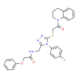 ChemSpider 2D Image | N-{[5-{[2-(3,4-Dihydro-1(2H)-quinolinyl)-2-oxoethyl]sulfanyl}-4-(4-fluorophenyl)-4H-1,2,4-triazol-3-yl]methyl}-2-phenoxyacetamide | C28H26FN5O3S