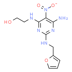 ChemSpider 2D Image | 2-({6-Amino-2-[(2-furylmethyl)amino]-5-nitro-4-pyrimidinyl}amino)ethanol | C11H14N6O4