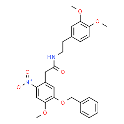 ChemSpider 2D Image | 2-[5-(Benzyloxy)-4-methoxy-2-nitrophenyl]-N-[2-(3,4-dimethoxyphenyl)ethyl]acetamide | C26H28N2O7