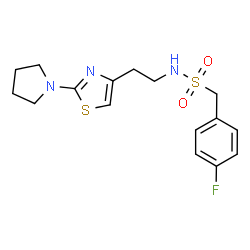 ChemSpider 2D Image | 1-(4-Fluorophenyl)-N-{2-[2-(1-pyrrolidinyl)-1,3-thiazol-4-yl]ethyl}methanesulfonamide | C16H20FN3O2S2