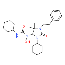 ChemSpider 2D Image | 3-Cyclohexyl-1-[3-cyclohexyl-5,5-dimethyl-2-oxo-1-(2-phenylethyl)-4-imidazolidinyl]-1-hydroxyurea | C26H40N4O3