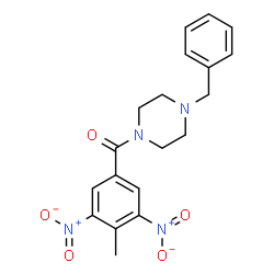 ChemSpider 2D Image | (4-Benzyl-1-piperazinyl)(4-methyl-3,5-dinitrophenyl)methanone | C19H20N4O5