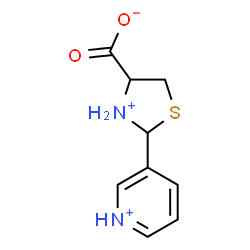 ChemSpider 2D Image | 2-(3-Pyridiniumyl)-1,3-thiazolidin-3-ium-4-carboxylate | C9H11N2O2S