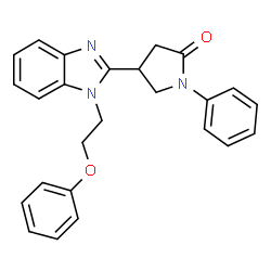 ChemSpider 2D Image | 4-[1-(2-Phenoxyethyl)-1H-benzimidazol-2-yl]-1-phenyl-2-pyrrolidinone | C25H23N3O2