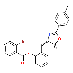 ChemSpider 2D Image | 2-{[2-(4-Methylphenyl)-5-oxo-1,3-oxazol-4(5H)-ylidene]methyl}phenyl 2-bromobenzoate | C24H16BrNO4