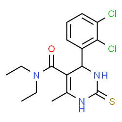 ChemSpider 2D Image | 4-(2,3-Dichlorophenyl)-N,N-diethyl-6-methyl-2-thioxo-1,2,3,4-tetrahydro-5-pyrimidinecarboxamide | C16H19Cl2N3OS