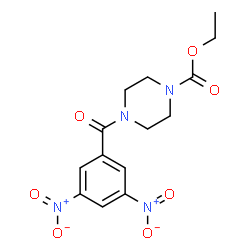 ChemSpider 2D Image | Ethyl 4-(3,5-dinitrobenzoyl)-1-piperazinecarboxylate | C14H16N4O7