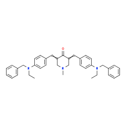 ChemSpider 2D Image | 3,5-Bis{4-[benzyl(ethyl)amino]benzylidene}-1-methyl-4-piperidinone | C38H41N3O