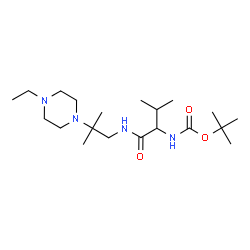 ChemSpider 2D Image | 2-Methyl-2-propanyl (1-{[2-(4-ethyl-1-piperazinyl)-2-methylpropyl]amino}-3-methyl-1-oxo-2-butanyl)carbamate | C20H40N4O3