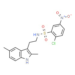 ChemSpider 2D Image | 2-Chloro-N-[2-(2,5-dimethyl-1H-indol-3-yl)ethyl]-5-nitrobenzenesulfonamide | C18H18ClN3O4S