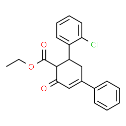 ChemSpider 2D Image | Ethyl 6-(2-chlorophenyl)-2-oxo-4-phenyl-3-cyclohexene-1-carboxylate | C21H19ClO3