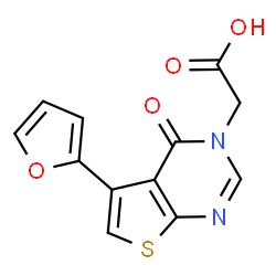 ChemSpider 2D Image | [5-(2-Furyl)-4-oxothieno[2,3-d]pyrimidin-3(4H)-yl]acetic acid | C12H8N2O4S