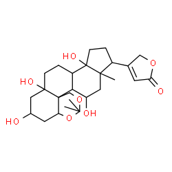 ChemSpider 2D Image | 4-(5,11,12a,14b-Tetrahydroxy-3a,8,8-trimethylhexadecahydrocyclopenta[1,2]phenanthro[5,4b-d][1,3]dioxin-3-yl)-2(5H)-furanone | C26H38O8