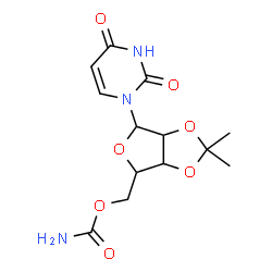ChemSpider 2D Image | 1-(5-O-Carbamoyl-2,3-O-isopropylidenepentofuranosyl)-2,4(1H,3H)-pyrimidinedione | C13H17N3O7