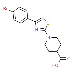 ChemSpider 2D Image | 1-(4-(4-bromophenyl)thiazol-2-yl)piperidine-4-carboxylic acid | C15H15BrN2O2S