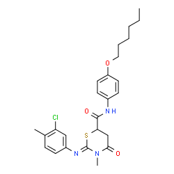 ChemSpider 2D Image | (2Z)-2-[(3-Chloro-4-methylphenyl)imino]-N-[4-(hexyloxy)phenyl]-3-methyl-4-oxo-1,3-thiazinane-6-carboxamide | C25H30ClN3O3S