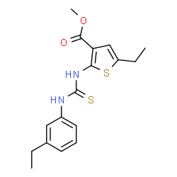 ChemSpider 2D Image | Methyl 5-ethyl-2-{[(3-ethylphenyl)carbamothioyl]amino}-3-thiophenecarboxylate | C17H20N2O2S2
