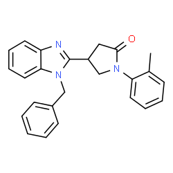 ChemSpider 2D Image | 4-(1-Benzyl-1H-benzimidazol-2-yl)-1-(2-methylphenyl)-2-pyrrolidinone | C25H23N3O