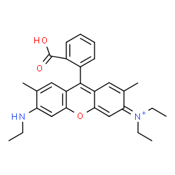 ChemSpider 2D Image | 9-(2-Carboxyphenyl)-N,N-diethyl-6-(ethylamino)-2,7-dimethyl-3H-xanthen-3-iminium | C28H31N2O3