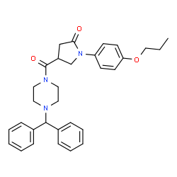 ChemSpider 2D Image | 4-{[4-(Diphenylmethyl)-1-piperazinyl]carbonyl}-1-(4-propoxyphenyl)-2-pyrrolidinone | C31H35N3O3
