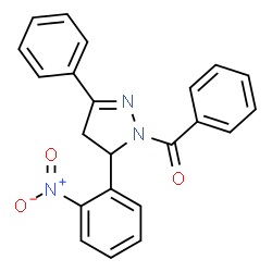 ChemSpider 2D Image | [5-(2-Nitrophenyl)-3-phenyl-4,5-dihydro-1H-pyrazol-1-yl](phenyl)methanone | C22H17N3O3