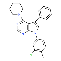 ChemSpider 2D Image | 7-(3-Chloro-4-methylphenyl)-5-phenyl-4-(1-piperidinyl)-7H-pyrrolo[2,3-d]pyrimidine | C24H23ClN4