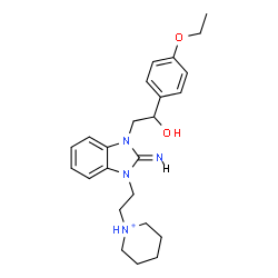 ChemSpider 2D Image | 1-(2-{(2E)-3-[2-(4-Ethoxyphenyl)-2-hydroxyethyl]-2-imino-2,3-dihydro-1H-benzimidazol-1-yl}ethyl)piperidinium | C24H33N4O2