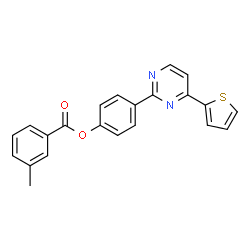 ChemSpider 2D Image | 4-[4-(2-Thienyl)-2-pyrimidinyl]phenyl 3-methylbenzoate | C22H16N2O2S