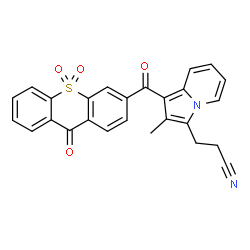 ChemSpider 2D Image | 3-{1-[(10,10-Dioxido-9-oxo-9H-thioxanthen-3-yl)carbonyl]-2-methyl-3-indolizinyl}propanenitrile | C26H18N2O4S
