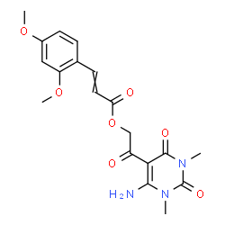 ChemSpider 2D Image | 2-(6-Amino-1,3-dimethyl-2,4-dioxo-1,2,3,4-tetrahydro-5-pyrimidinyl)-2-oxoethyl 3-(2,4-dimethoxyphenyl)acrylate | C19H21N3O7
