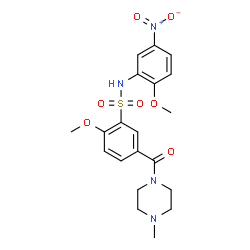 ChemSpider 2D Image | 2-Methoxy-N-(2-methoxy-5-nitrophenyl)-5-[(4-methyl-1-piperazinyl)carbonyl]benzenesulfonamide | C20H24N4O7S