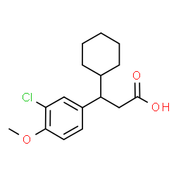 ChemSpider 2D Image | 3-(3-Chloro-4-methoxyphenyl)-3-cyclohexylpropanoic acid | C16H21ClO3