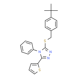 ChemSpider 2D Image | 3-{[4-(2-Methyl-2-propanyl)benzyl]sulfanyl}-4-phenyl-5-(2-thienyl)-4H-1,2,4-triazole | C23H23N3S2