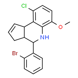 ChemSpider 2D Image | 4-(2-Bromophenyl)-9-chloro-6-methoxy-3a,4,5,9b-tetrahydro-3H-cyclopenta[c]quinoline | C19H17BrClNO