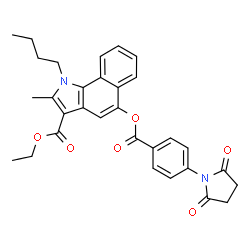 ChemSpider 2D Image | Ethyl 1-butyl-5-{[4-(2,5-dioxo-1-pyrrolidinyl)benzoyl]oxy}-2-methyl-1H-benzo[g]indole-3-carboxylate | C31H30N2O6