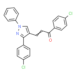 ChemSpider 2D Image | 1-(4-Chlorophenyl)-3-[3-(4-chlorophenyl)-1-phenyl-1H-pyrazol-4-yl]-2-propen-1-one | C24H16Cl2N2O