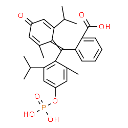 ChemSpider 2D Image | 2-{(2-Isopropyl-6-methyl-4-oxo-2,5-cyclohexadien-1-ylidene)[2-isopropyl-6-methyl-4-(phosphonooxy)phenyl]methyl}benzoic acid | C28H31O7P