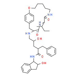 ChemSpider 2D Image | 2-Benzyl-5-{[10-sec-butyl-9,12-dioxo-2-oxa-8,11-diazabicyclo[13.2.2]nonadeca-1(17),15,18-trien-13-yl]amino}-4-hydroxy-N-(2-hydroxy-2,3-dihydro-1H-inden-1-yl)pentanamide | C41H54N4O6