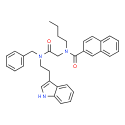 ChemSpider 2D Image | N-(2-{Benzyl[2-(1H-indol-3-yl)ethyl]amino}-2-oxoethyl)-N-butyl-2-naphthamide | C34H35N3O2