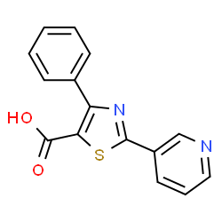 ChemSpider 2D Image | 4-phenyl-2-(3-pyridyl)thiazole-5-carboxylic acid | C15H10N2O2S